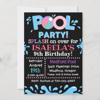 Pool-Party Einladung | Pool Birthday Party Einladu