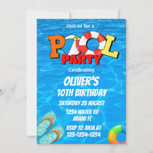 Pool Party Einladung, Sommer Party Einladung