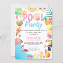 Pool-Party Einladung - Swim-Party - Cookout