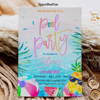 Pool Party Einladung Tropisches Party Pool Party