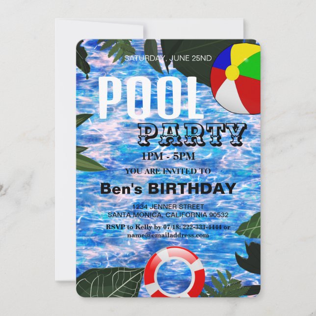 Pool-Party | Einladung zum Geburtstag (Vorderseite)