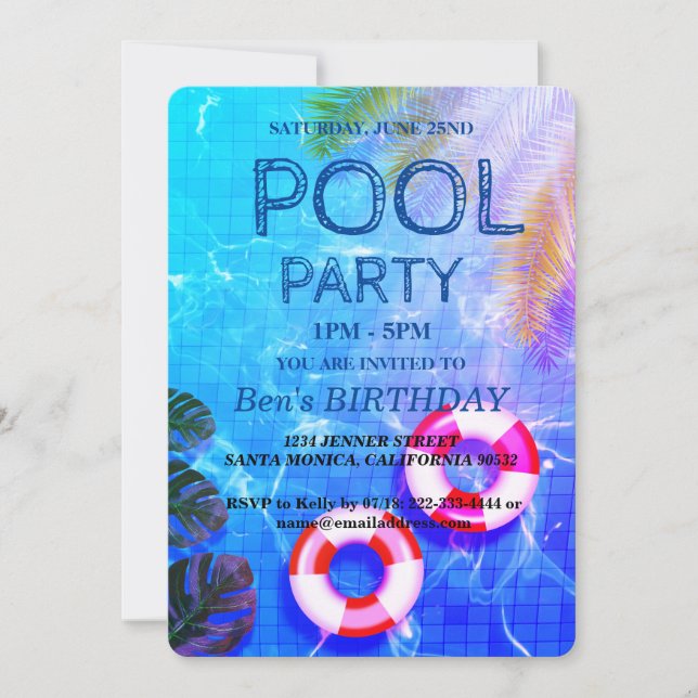 Pool-Party | Einladung zum Geburtstag (Vorderseite)