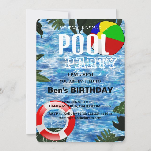 Pool-Party | Einladung zum Geburtstag (Vorderseite)