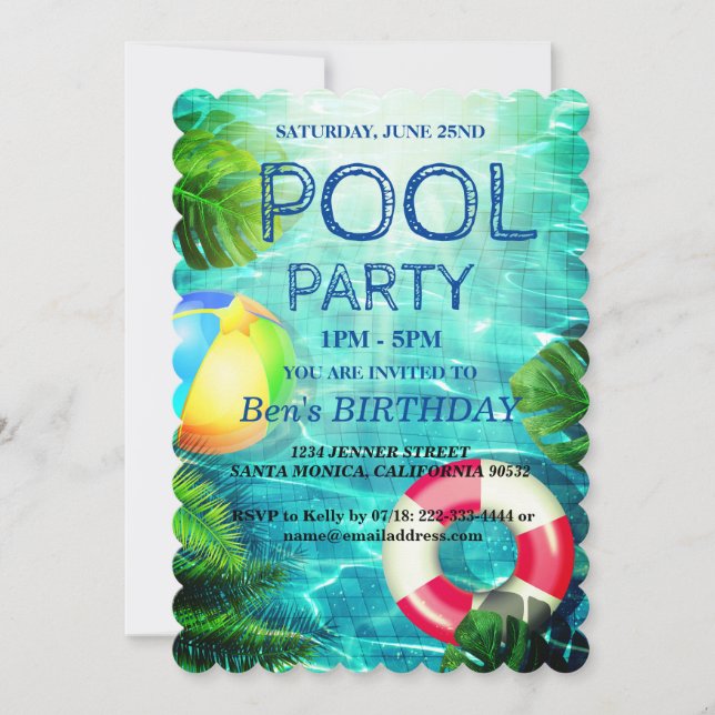 Pool-Party | Einladung zum Geburtstag (Vorderseite)
