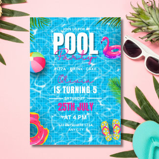 Pool-Party Einladung zum Geburtstag, Party im Somm
