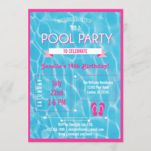 Pool-Party Einladungs-Rosa Einladung