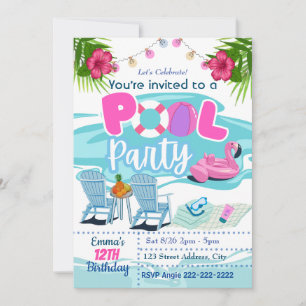 Pool Party Geburtstagseinladung Einladung