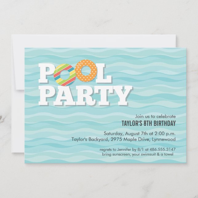 Pool Party Geburtstagseinladung Einladung (Vorderseite)
