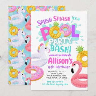 Pool Party Geburtstagseinladung Einladung