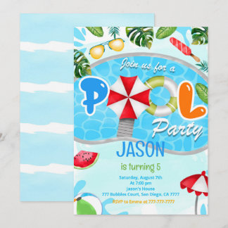 Pool Party Geburtstagseinladung Einladung