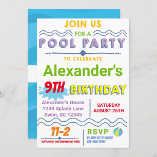 Pool Party Geburtstagseinladung Einladung