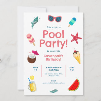 Pool Party Geburtstagseinladung Einladung
