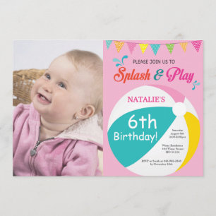 Pool Party Geburtstagseinladung Splish Splash Girl Einladung