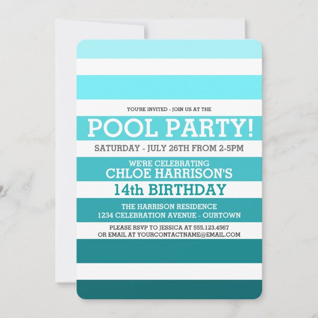 Pool Party Geburtstagseinladungen Einladung (Vorderseite)