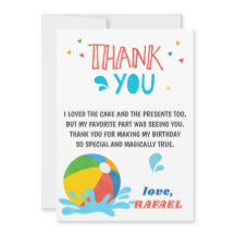 Pool Party Geburtstagskind Mädchen Danke Karte