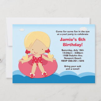 Pool Party Geburtstagsparty Einladung