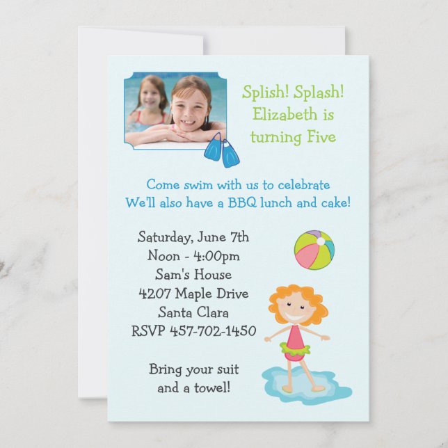 Pool Party Geburtstagsparty Einladung (Vorderseite)