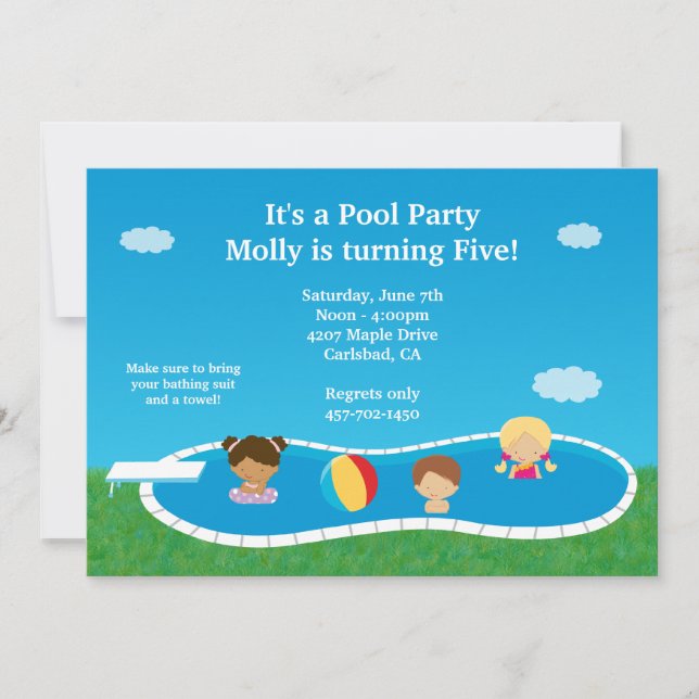 Pool Party Geburtstagsparty Einladung (Vorderseite)