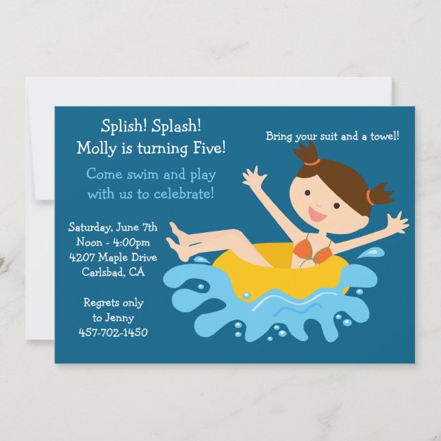 Pool Party Geburtstagsparty Einladung (Vorderseite)