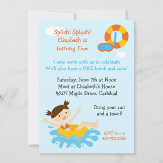 Pool Party Geburtstagsparty Einladung