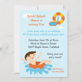 Pool Party Geburtstagsparty Einladung