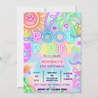 Pool Party gefärbte Krawatte Geburtstag Einladung 