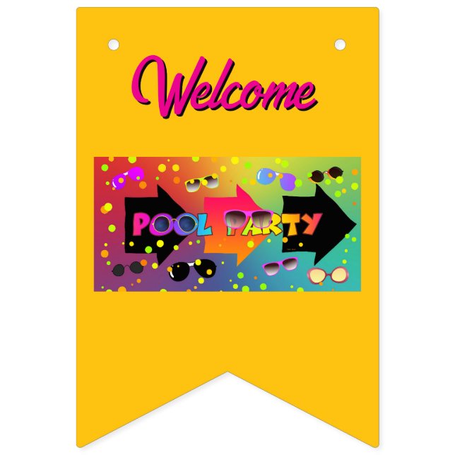 Pool Party Gelb Wimpelkette (Erste Fahne)