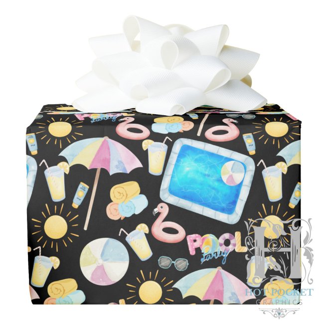 Pool Party Gift Wrapping Paper - Black Geschenkpapier (Von Creator hochgeladen)