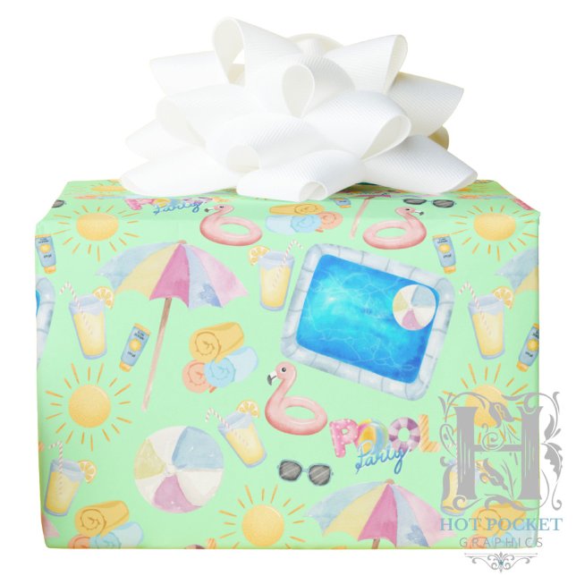 Pool Party Gift Wrapping Paper - Green Geschenkpapier (Von Creator hochgeladen)