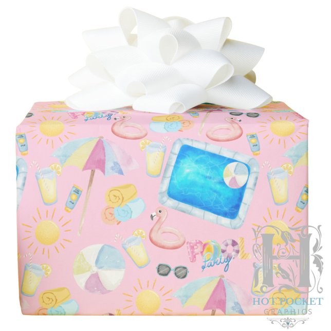 Pool Party Gift Wrapping Paper - Pink Geschenkpapier (Von Creator hochgeladen)
