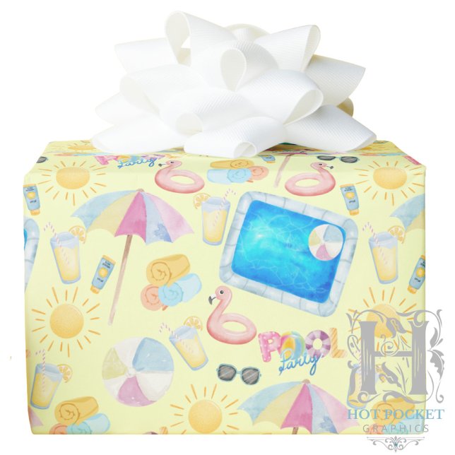 Pool Party Gift Wrapping Paper - Yellow Geschenkpapier (Von Creator hochgeladen)