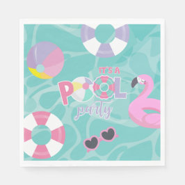 Pool Party Girl Pink und Lila Geburtstag Serviette