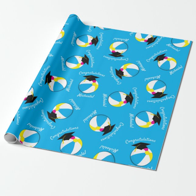 Pool Party Graduation Party Beach Ball Geschenkpapier (Ungerollt)
