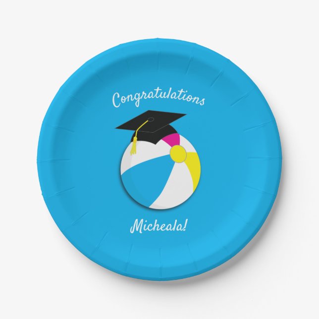 Pool Party Graduation Party Pappteller (Vorderseite)
