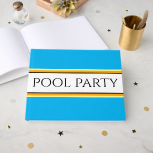 POOL PARTY Himmelblau Weiß Gelb Rennstreifen Gästebuch
