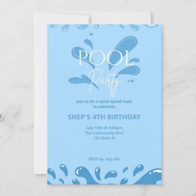 pool party invitation einladung (Vorderseite)