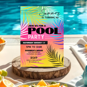 POOL PARTY Invitation Fille Ado Adulte Pool Party