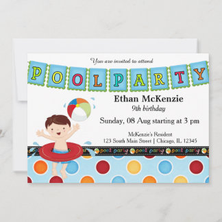 Pool-Party (Junge) Einladung