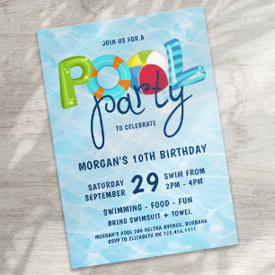 Pool Party Kindergeburtstagsfeier Einladung