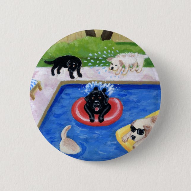 Pool-Party Labradors Button (Vorderseite)