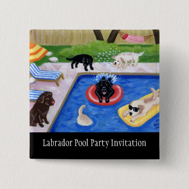 Pool-Party Labradors Button (Vorderseite)