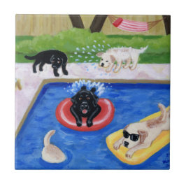 Pool-Party Labradors Malerei Fliese