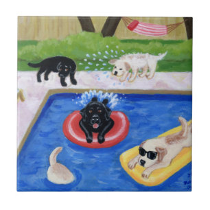 Pool-Party Labradors Malerei Fliese