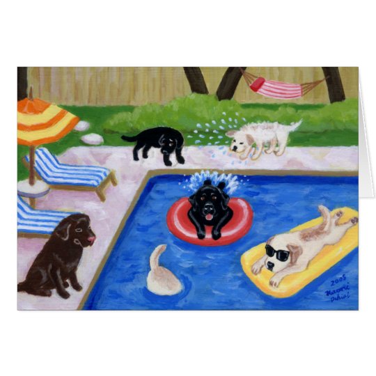 Pool-Party Labradors Spaß-Malerei danken Ihnen zu Karte
