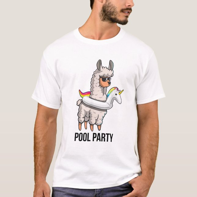 Pool Party Llama Unicorn Float Shirt Funny Llama G (Vorderseite)