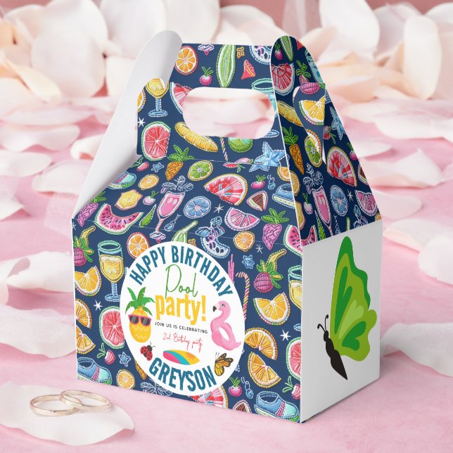 Pool-Party | Modern Summer Themed Birday Party Geschenkschachtel (Hochzeit)