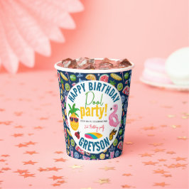 Pool-Party | Modern Summer Themed Birday Party Pappbecher
