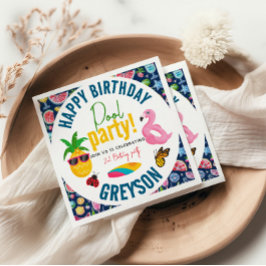 Pool-Party | Modern Summer Themed Birday Party Serviette