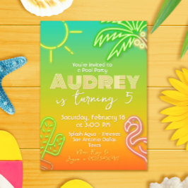 Pool Party Neon - Tropical - Aloha Einladung