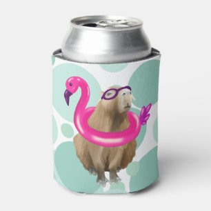 Pool Party Niedlich Capybara mit rosa Flamingo Flo Dosenkühler